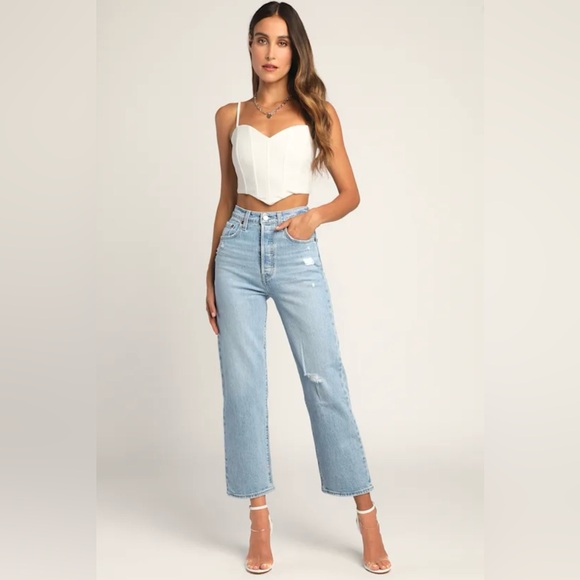 Radiating Romance White Sleeveless Cropped Bustier Top - Picture 3 of 9